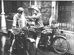 motolady:  A pair of smokin’ dames on their motorbikes in Britain, 1930s. Photographs of women motorcyclists from this time period always fascinate me; society norms changing quickly through the early 1900s allowed women to exercise and enjoy some