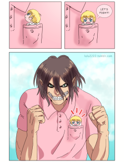 lulu2222:  Armin being safe in Eren’s pocket