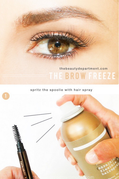 DIY Brow Gel Hack from The Beauty Department.What may work better than brow gel? Hair spray. Get the