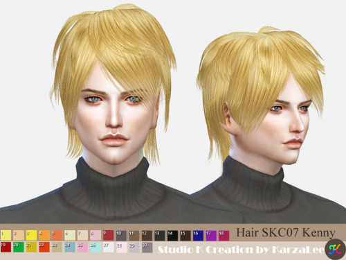 studio-k-creation:Hair SKC07 Kenny (S4CC)standalone / 30 colours / new mesh by me/ base game/ hat co