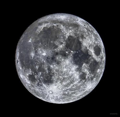 KAGAYA‏@KAGAYA_11949  冬の星座を従えて空高く輝く十五夜の月。 今夜はこの澄んだ月光が一晩中地上に降り注ぎます。 （写真はさきほど望遠鏡で撮影したものです