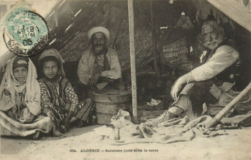 cartespostalesantiques:Jewish cobblers in AlgeriaVintage postcard, mailed in 1906