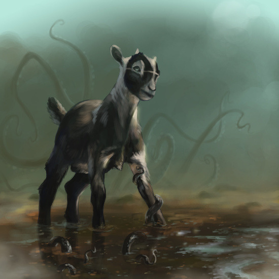 oldladycallowaysghost:  Cute Satanic Goats from Clara Lobsterphone: 1) “Flame”2) “