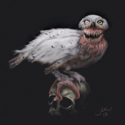 ubernoir:  infected owl by serranoart 