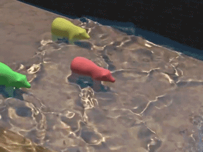 zanmadyne:  maximumbuttitude:  fruitsoftheweb:  Beach with bears - Particle fluid simulation with adaptive time stepping  Soak The Bears  This is nuts