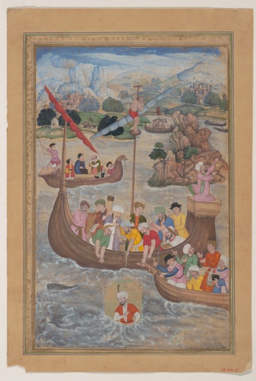 &ldquo;Alexander is Lowered into the Sea&rdquo;, Folio from a Khamsa (Quintet) of Amir Khusr