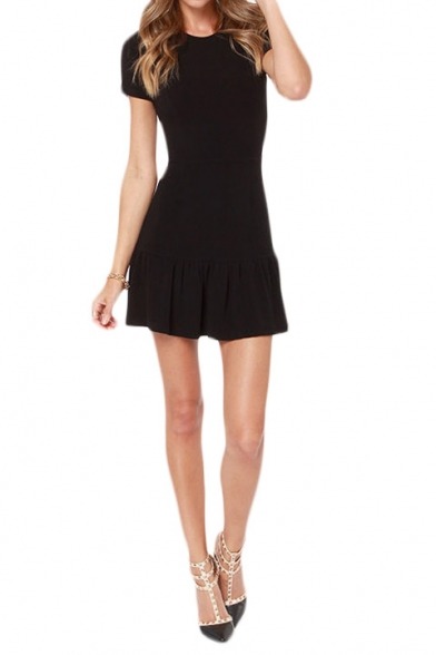 factorme69:Cat PrintStar PrintBat PrintNightmare SweaterLace DressShort Sleeve DressContrast
