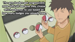 rebelrickus:  After watching Pokemon Origins the reasoning behind gym leaders not using a full team or picking odd Pokemon in general suddenly makes sense. 