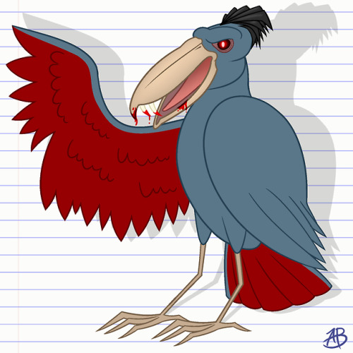 andrewsillustrating:Inktober 14th@letitallbe created this sinister vampiric Shoebill Stork and wins 