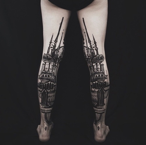 asylum-art-2:   Adorable Back of Leg Tattoos by Artists Houston Patton &amp; Dagny Fox aka 