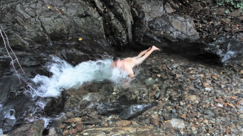 Ever seen a rabbit swim? No? We thought so… Side note: All those trashy ads on porn sites promising men to give them four extra inches… the water in this mountain stream shrunk “him” at least by four inches… gladly only