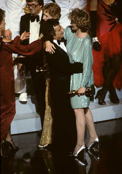 Jessica Lange at the 55th Academy Awards Ceremony (1983)&hellip; with Meryl and John and Dudley 