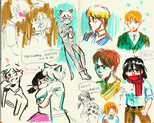 jascurka:more miraculous doodles from my sketchbook plus a little of aot