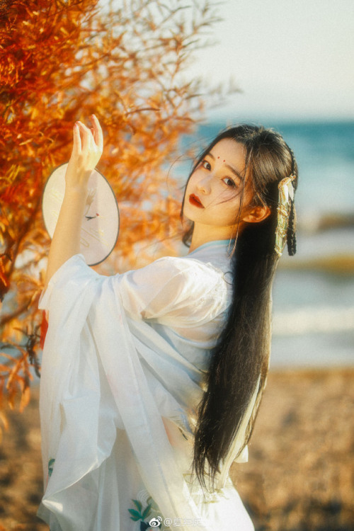 yansanniang:@ 夏弃疾_ Traditional Chinese Hanfu - Type: Waist-high Ruqun/襦裙 and Pibo/披帛 (long scarf ac