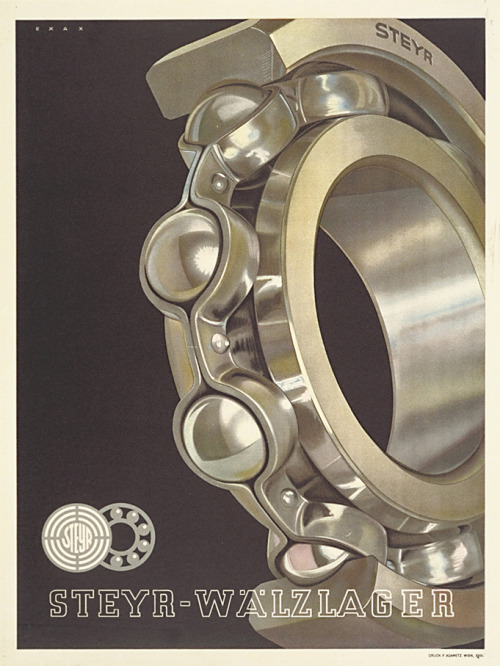 Alexander Exax, Illustration for Steyr Roller bearing, 1938. Photo: Österreichische Nationalbiblioth