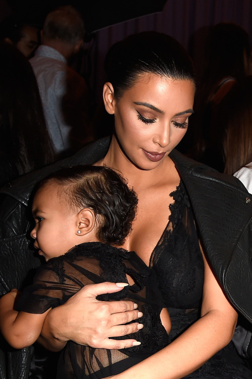 kimkanyekimye:  Kim & North at the Givenchy SS15 RTW RTW show in Paris 9/28/14
