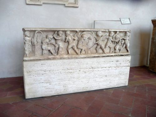 Baths of Diocletian - Cupid sarcophagusCupids making and carrying weapons,Second century CE (Antonin
