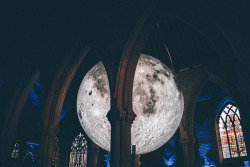 42zx: Full Moon - No photoshop. This is part of a science exhibition in my town, this massive moon sculpture is suspended in the local church and was quite surreal to behold -  “Measuring seven metres in diameter, the moon features 120dpi detailed