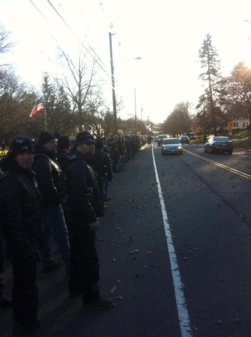 setbabiesonfire:  denyross:  When the scumbags from Westboro Baptist Church showed up to protest at one of the funerals for a victim in Newtown [because they believe God is punishing Connecticut for legalizing gay marriage] this is what they ran into…