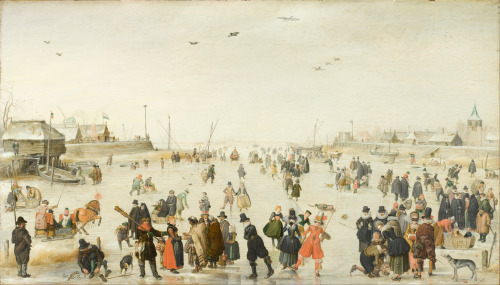 history-of-fashion:ab. 1620 Hendrick Avercamp - Winter Scene on a Frozen Canal(Los Angeles County Mu