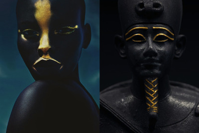 whereiseefashion:
“ Match #141
Jeneil Williams by Txema Yeste for Numéro February 2014 | Statue of Egyptian God Osiris
More matches here
”