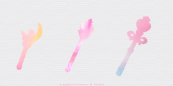 moonlightlace:  Watercolor Sailor Moon Wands and Henshin Wands (Saturn’s wand is made up, it’s a mix between all three outer wands)   //  // ]]>