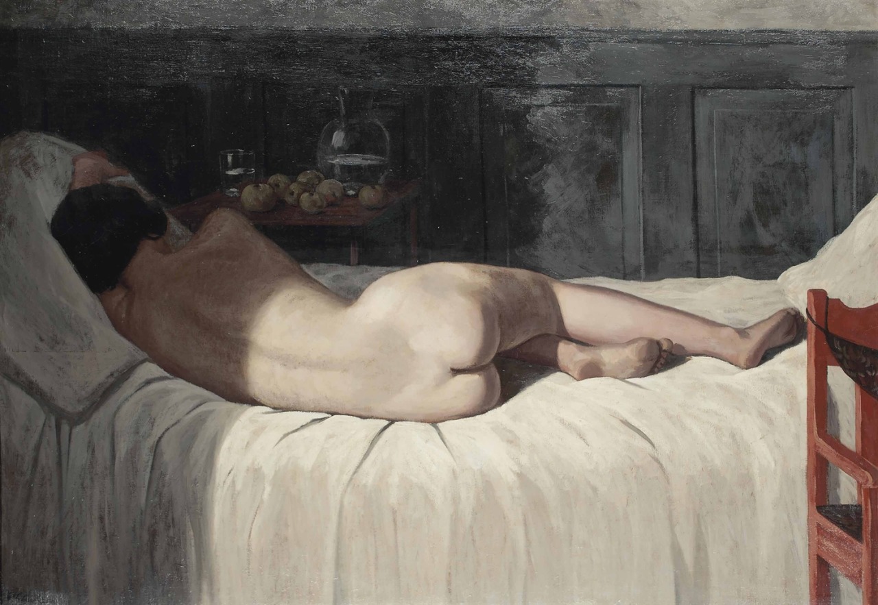 huariqueje:  Reclining nude -   Helge Helme  1927 Danish, 1894-1987 oil on canvas47½