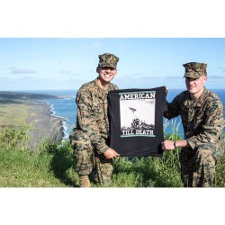 straightedgeamerica:  This rules so much. This was sent to us by these 2 awesome marines! They went to the top of Mount Suribachi on Iwo Jima where the original “Iwo Jima flag raising” photo was taken! Let’s show them some respect! 👊✖️🇺🇸✖️#usmc