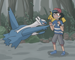 digihopeheart:Oh yeah I forgot I made this! Had this idea when ep.108 came out. I mean he did see multiple pokemon die so here you go, reunion time c:&lt; 