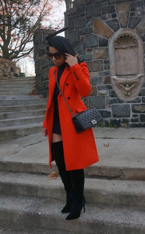 ecstasymodels: Turning casual into chic! Coat (zara, Old) Similar, Boots, Dress (old) Similar, Bag 