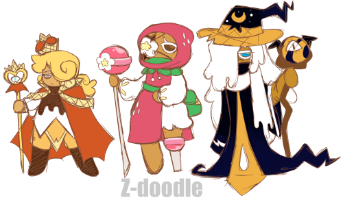 The other two Story Mode survivors for the King Custard au. Wizard Cookie and Strawberry Cookie