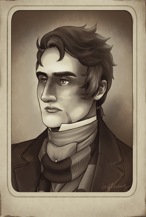 Victorian Portraits I did of @whereshadowsthrive‘s Lancer OCs Cygnus and Socket! Thank you for commi