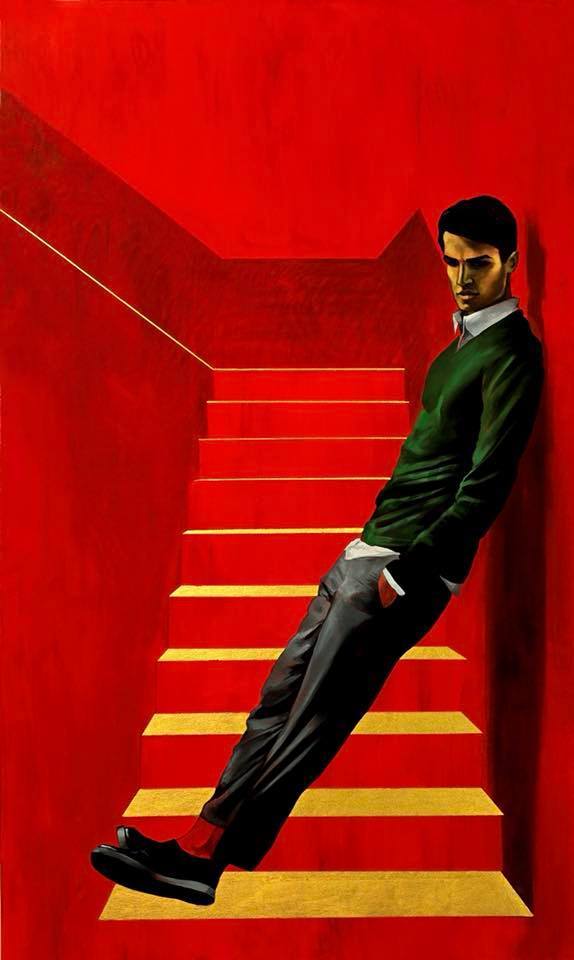 enchantemoimerlin:   Komail Aijazuddin     Stairway Oil and gold leaf on canvas.