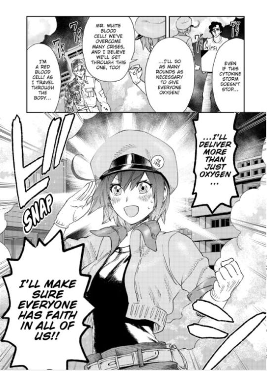 Red Blood Cell's lines about faith, Cells at Work Vol.6