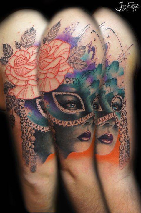 45 Great Venetian Mask Tattoos For Shoulder  Tattoo Designs   TattoosBagcom