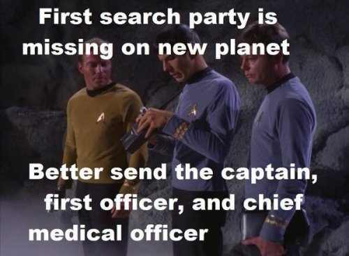 Must’ve run outta redshirts