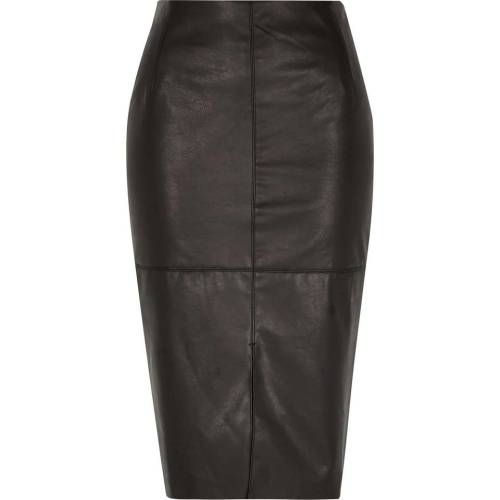 Black leather-look pencil skirt