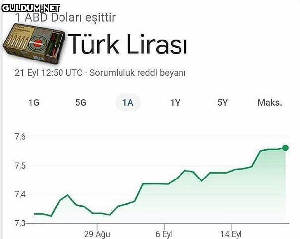 1 ABD Doları eşittir Türk...