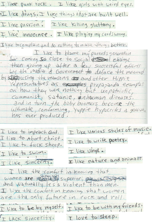 kurt-is-my-beautiful-boy:  A few of Kurt Cobain’s “likes” - poetry, vinyl,