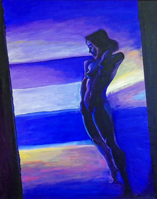 Ultraviolet 16" x 20" nude acrylic self portrait.