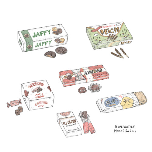 maorisakai: +Client Work+Illustration for japanese lifestyle magazine “anan” No.2036. 現在発売中の【anan】2036号で「もう一度だけ食べたい、おもひでのチョコレート。」を描かせていただきました。 