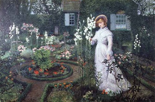 The Rector&rsquo;s Garden, Queen of the Lilies, 1877, John Atkinson GrimshawMedium: oil,canvashttps: