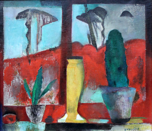 cactus-in-art:Herman Kruyder (Dutch, 1881–1935) Cacti and yellow vase, ca. 1925