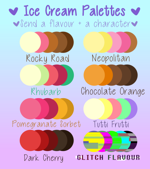 sidebloggable:♥ Ice Cream Palette Art Challenge ♥ Send a flavour + a character and I’ll draw them 