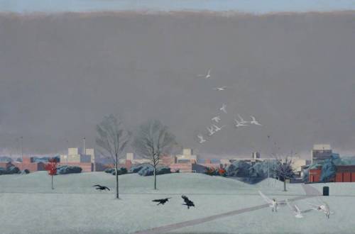 Alan Bennett (b.1945) - Brunel University, November Frost. 1985. Oil on canvas.