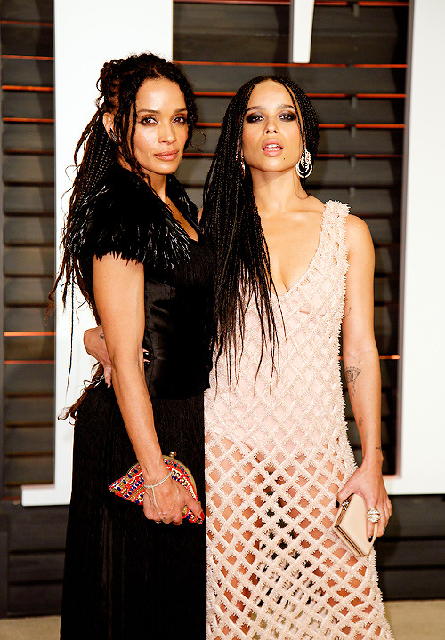 Lisa Bonet and Zoe Kravitz arrive at the 2015 Vanity Fair Oscar Party in Beverly