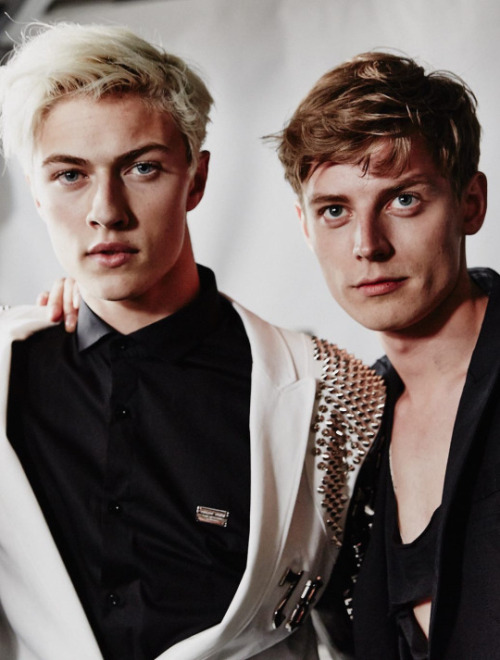 models-faces: Lucky Blue Smith & Janis Ancens by Paolo Musa - Backstage at Philipp Plein, SS16