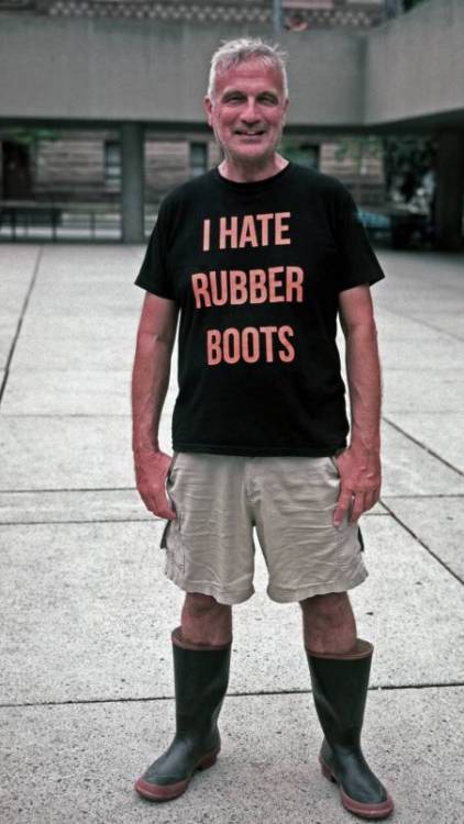 thesymbolofpeace:apparently theres this local celebrity type guy that wears rubber boots with shirts