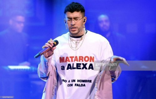 laughingfish:  profeminist:  “bad bunny wore a shirt that says “they killed alexa.