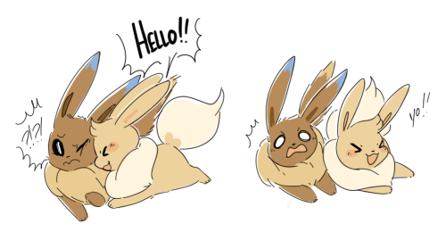 Buttercream - My rambunctious lil Eevee who is full fluff.ft. Her best friend owned by by my friend 